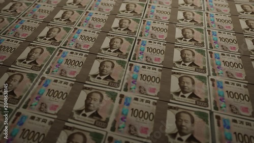 床にびっしりと敷かれた一万円札
