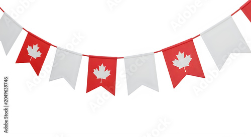 Canadian flag bunting garland isolated on transparent background