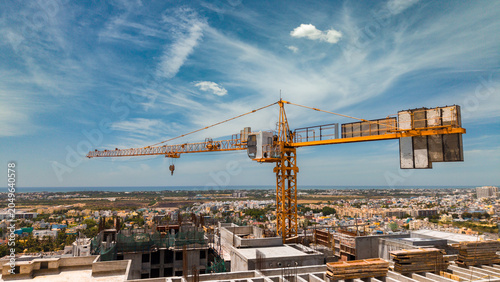 Canvastavla Aerial View Of Tower Crane And Urban Development In Growing City