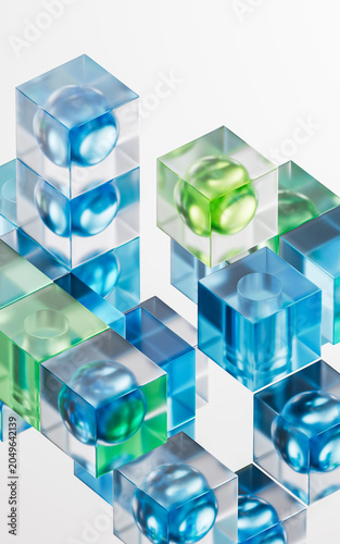 Obraz na plátne Abstract colorful cube geometries background, 3d rendering.