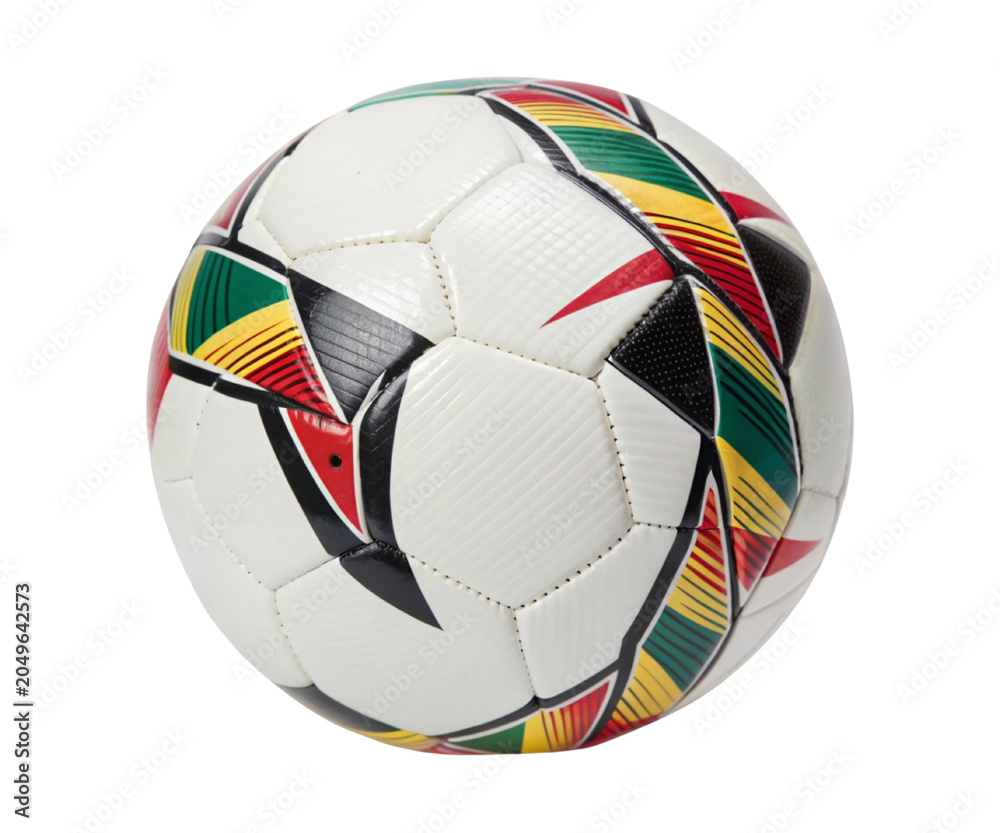 Fototapeta premium Multi colored Pattern Soccer Ball Isolated on White Background