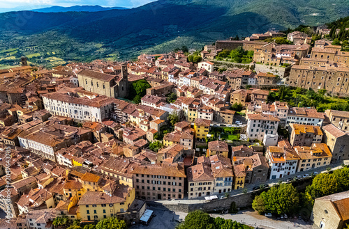 Photos Aerial view of Cortona, a town in the province of Arezzo, Tuscany, Italy
