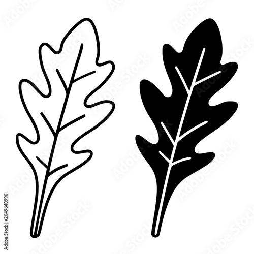 Obraz na płótnie Arugula illustration, minimalist outline and silhouette icon for food or vegetab