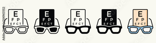 Eye Test Chart and Glasses Elements Collection