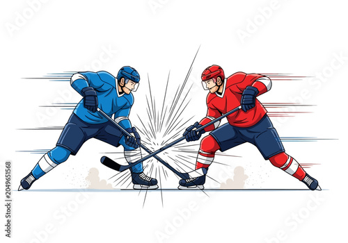 Canvas Print Ice Hockey Players in Action Collision.
