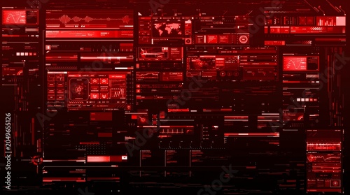 High-Tech Futuristic Cyberpunk Circuit Boards and Digital HUD Interfaces