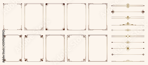 Quadro su tela Vintage frame design, geometric frame, line border, classic style