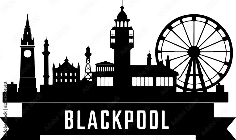 Obraz premium Blackpool skyline horizontal banner vector illustration