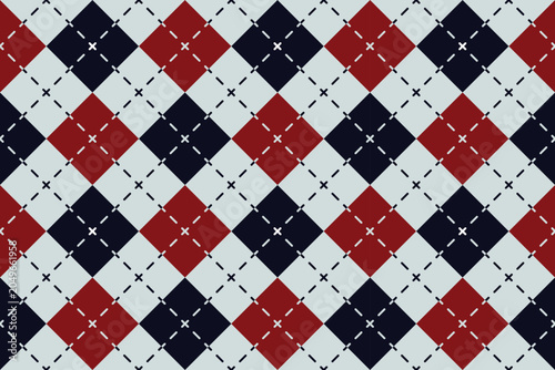 Red Blue Classic Argyle Diamond Pattern Background