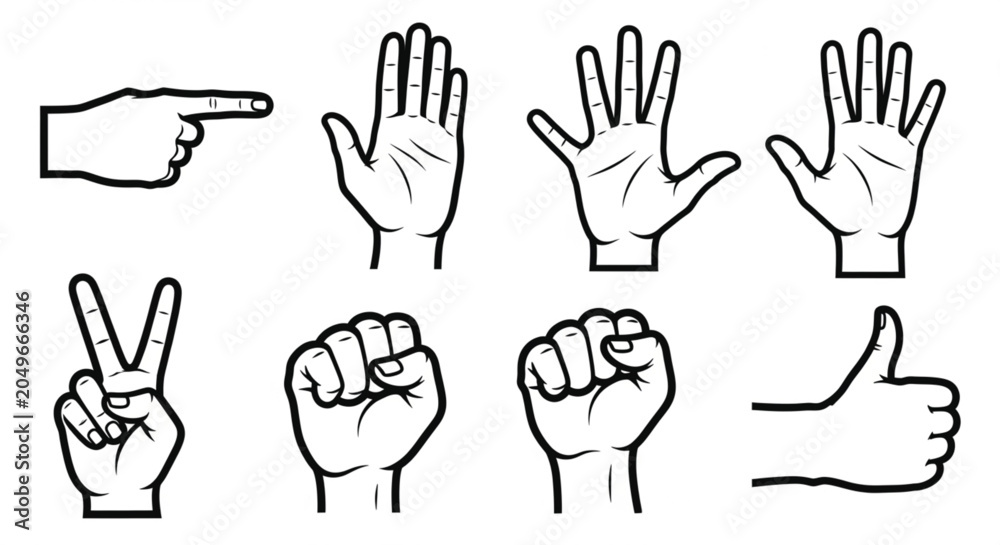 Obraz premium Different Hand Gestures and Signs.