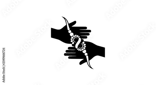 Cuadro en lienzo Minimalist Raksha Bandhan Icon with Hands and Rakhi Thread