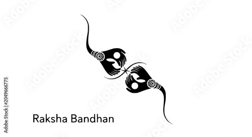 Foto Minimalist Raksha Bandhan Illustration with Abstract Hands and Rakhi Thread