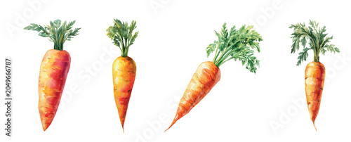 Simple Design drawing, Hand-painted style, An EPS painting design, Vector illustration set, My Watercolor illustration, carrot painting isolated on a white background