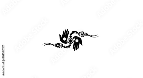 Bild auf Leinwand Raksha Bandhan Festival Icon with Traditional Rakhi and Hands
