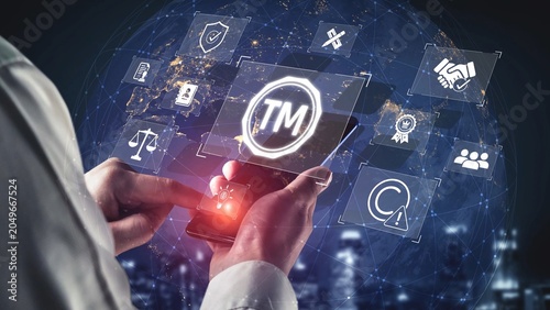 Bild auf Leinwand Trademark protection and legal compliance with TM icon, copyright law, patent ch