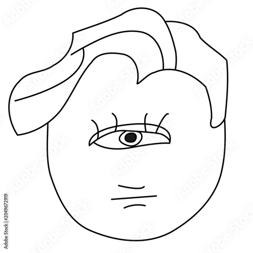 Fotografia Minimalist one‑line portrait of a gender‑neutral character with a single express