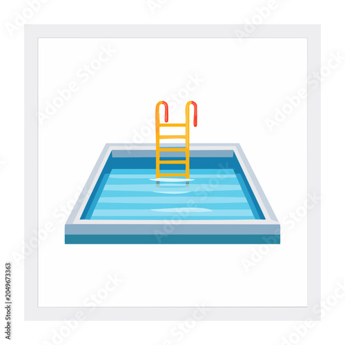 Flat design swimming pool with ladder