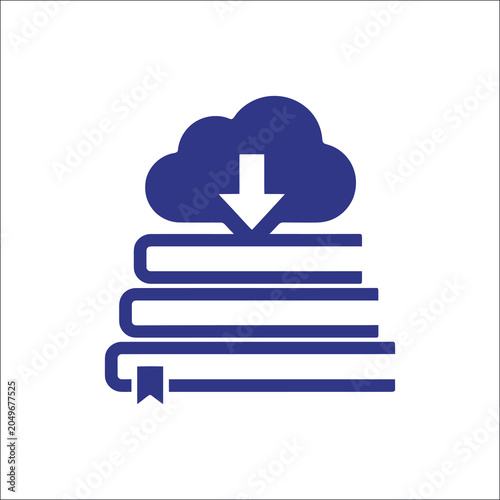 Digital cloud storage for educational documents and books icon.