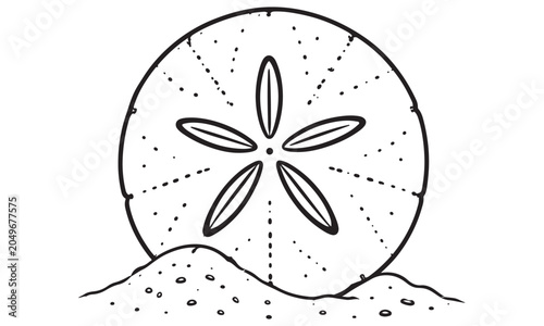 Obraz na plátně Sand dollar silhouette, marine beach treasure, vector isolated on white