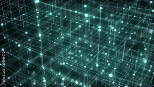 Cyber network connection structure in the form of a cube. Technology connect big data. Science background. Abstract geometric 3D objects. 3D rendering.