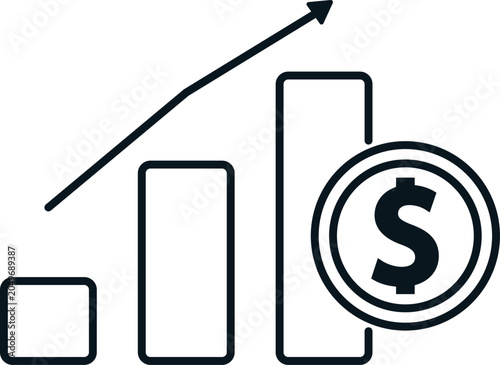 Icon of stock chart, symbolizing investment growth, trading, and financial analysis in modern business