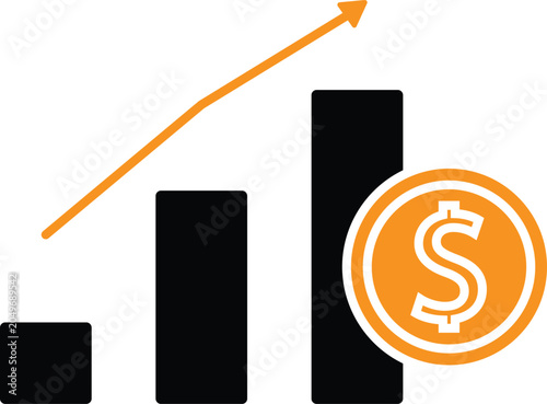 glyph Icon of stock chart, symbolizing investment growth, trading, and financial analysis in modern business 