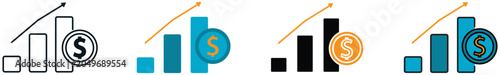 Icon of stock chart, symbolizing investment growth, trading, and financial analysis in modern business