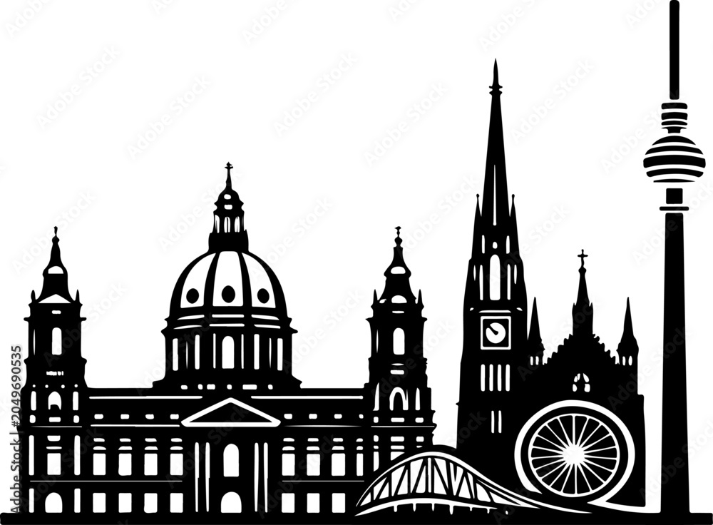 Fototapeta premium Vienna skyline silhouette vector illustration