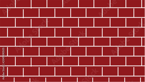 Canvastavla Red brick wall vector pattern with staggered horizontal layout, white mortar lin