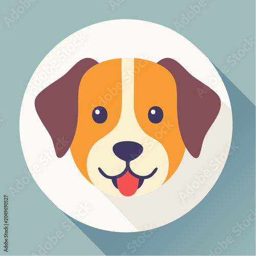 Flat design icon of a dog face with long ears