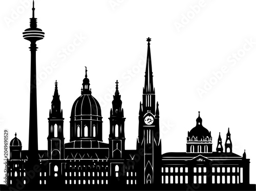 Vienna skyline silhouette vector illustration