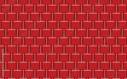 Red geometric chevron tile seamless pattern, modern beveled brick background