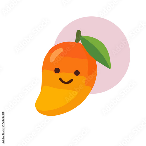 Cute Cartoon Mango Character with Happy Smile Illustration
