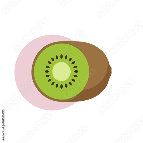 Minimalist Illustration of a Sliced Kiwi Fruit