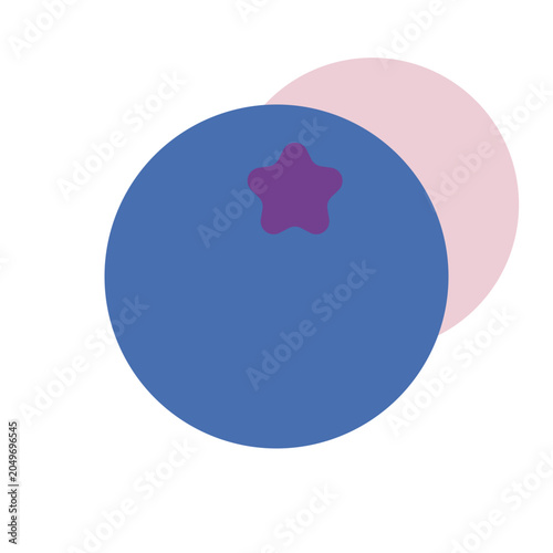 Minimalist Flat Vector Illustration of a Single Blue Berry