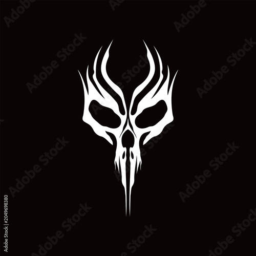 Elegant Skull Vector Logo Illustration for Streetwear, Tattoo and Branding Design