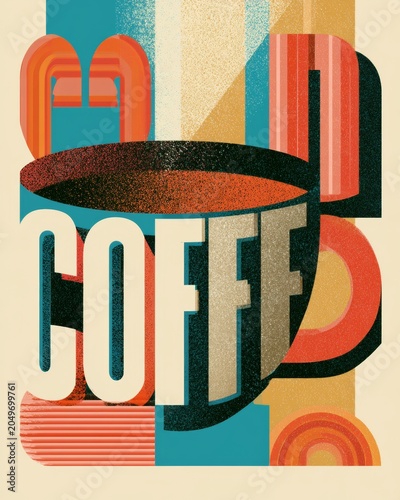 Vintage Coffee Shop Typography Illustration Design Concept Poster