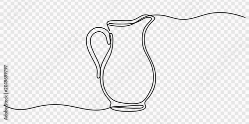 Canvas-taulu a pitcher on a plain continuous one line drawing, transparent background