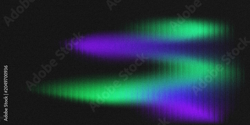 Obraz na płótnie Abstract grainy gradient background with glowing purple and neon green hues, featuring vertical texture grooves