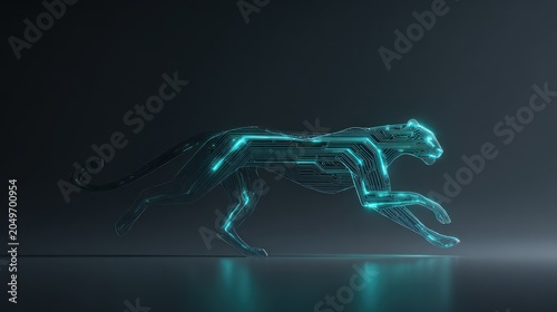 Leaping cheetah circuitry illustration