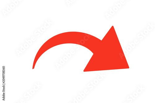 Bild auf Leinwand Red curved downward arrow icon png transparent background.