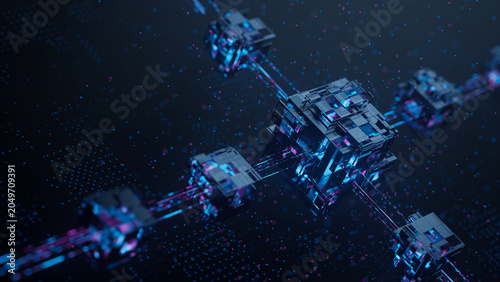 Big data technology data science analysis artificial intelligence generative ai deep learning machine learning algorithm neural flow network analytics innovation abstract futuristic. 3d rendering.