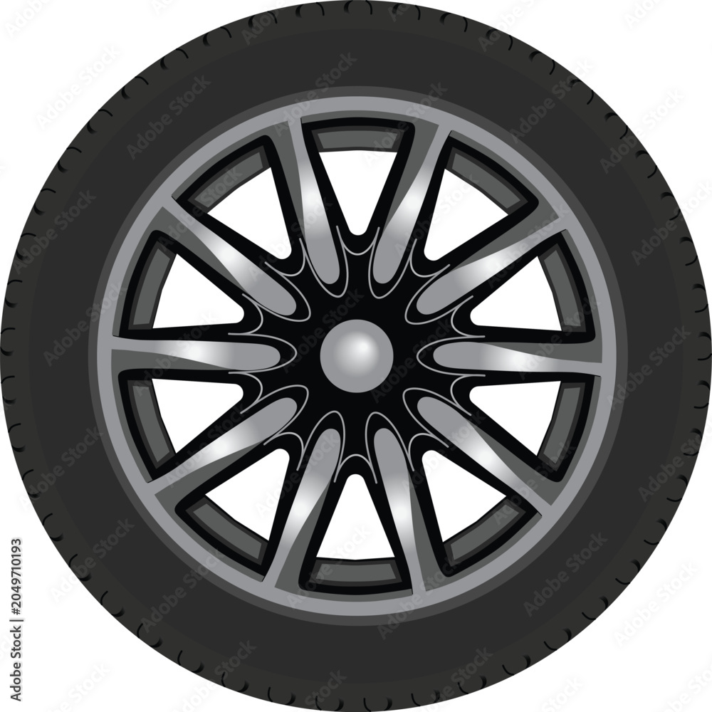 Obraz premium Passenger car wheel isolated on white background
