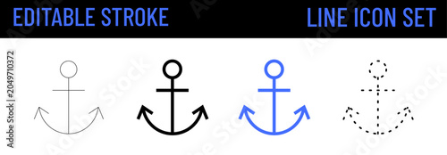 Konstfotografi Set of marine ship anchor line icons featuring editable strokes in multiple vari