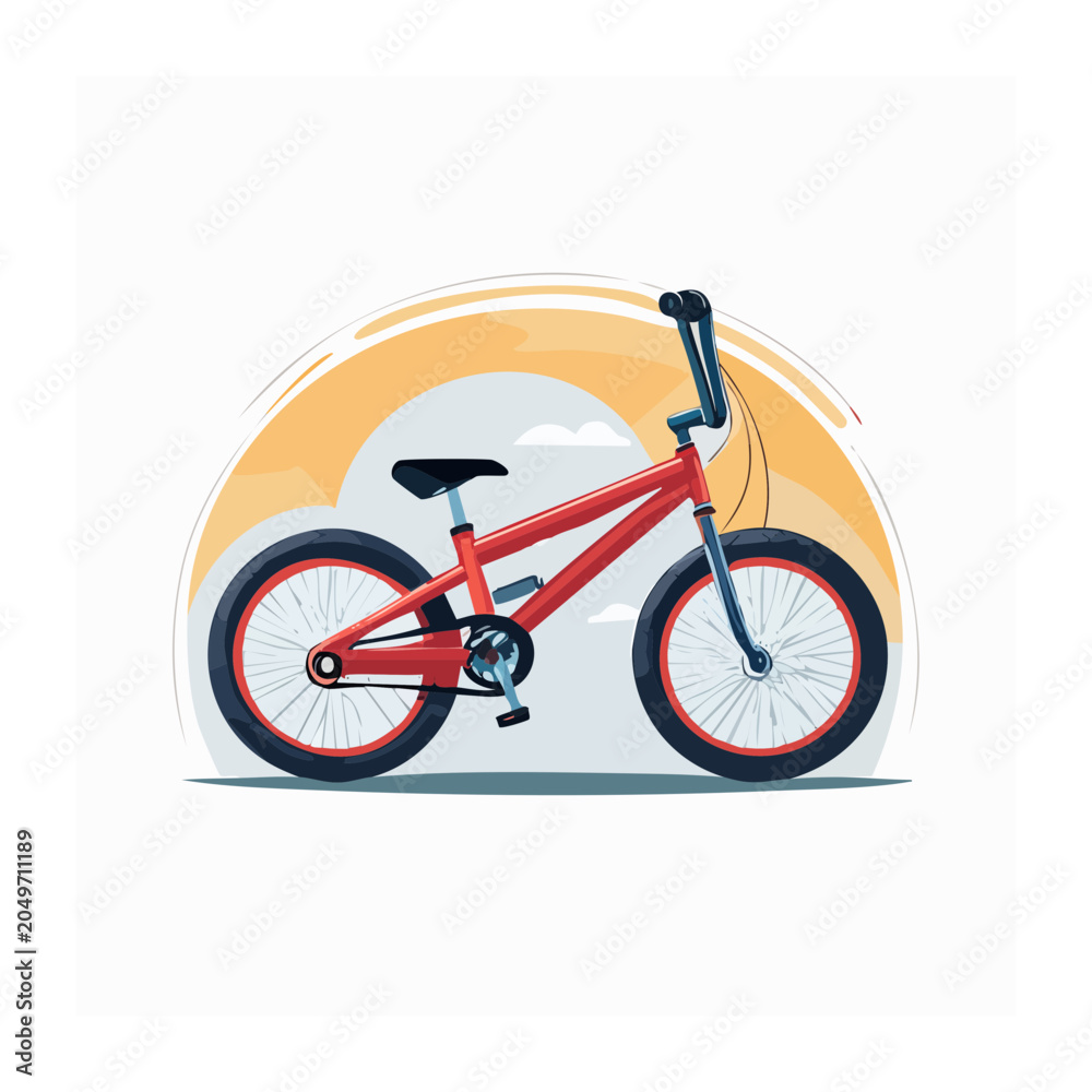 Fototapeta premium Red BMX bicycle illustration with abstract background