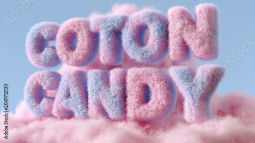 Fluffy, sweet cotton candy look for 3D text.