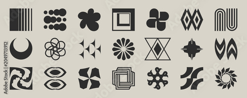 Set of abstract geometric shapes. Abstract minimalist figures. Vector flat illustration for graphic design, posters and flyers.