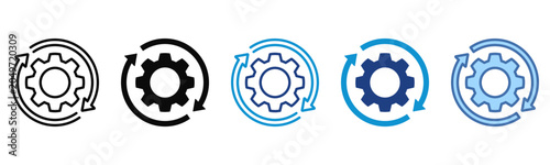 Process icon set multiple style collection