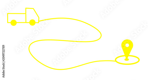 Foto Delivery route line icon with truck path for logistics tracking and transportati