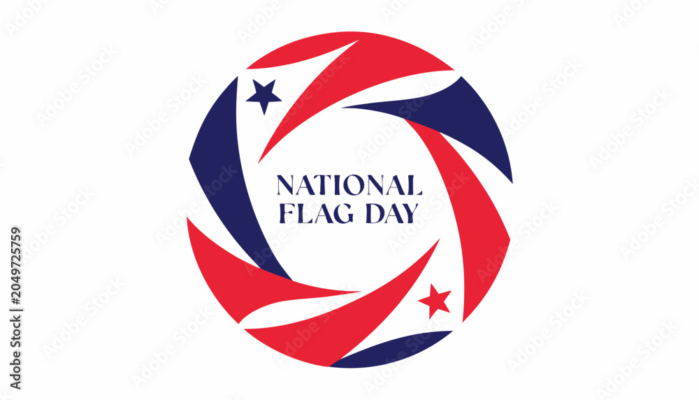 Obraz premium Circular red white and blue graphic for National Flag Day